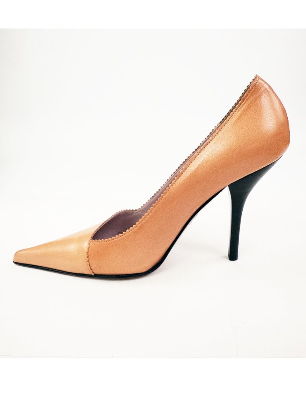 Italian Made Blush Nude Pointed Toe Pumps | Y2K Minimalist Sz 8 - Picture 6 of 12